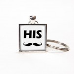 Personalized glass tile key chain for him by GlassTileGifts