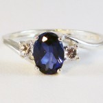 Oval Blue Sapphire Ring - Sterling Silver
