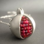 Pomegranate Necklace - Ruby and Matte Silver