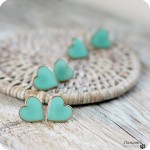 Bridesmaid Earrings Set -3 pairs - Mint Green Heart