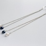 Long Chain Black and White Pearl Earrings