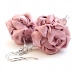 Light pink fabric earrings