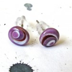 Stud lampwork earrings.Violet. Free shipping