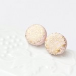 Gold Spattered Stud Earrings Champagne Petal Tea Rose Pastel Cream Beige fall fashion geometric jewelry
