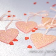 Heart shaped wedding favors and place card holders