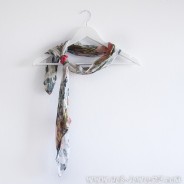 Coral pink and sage green scarf with ring