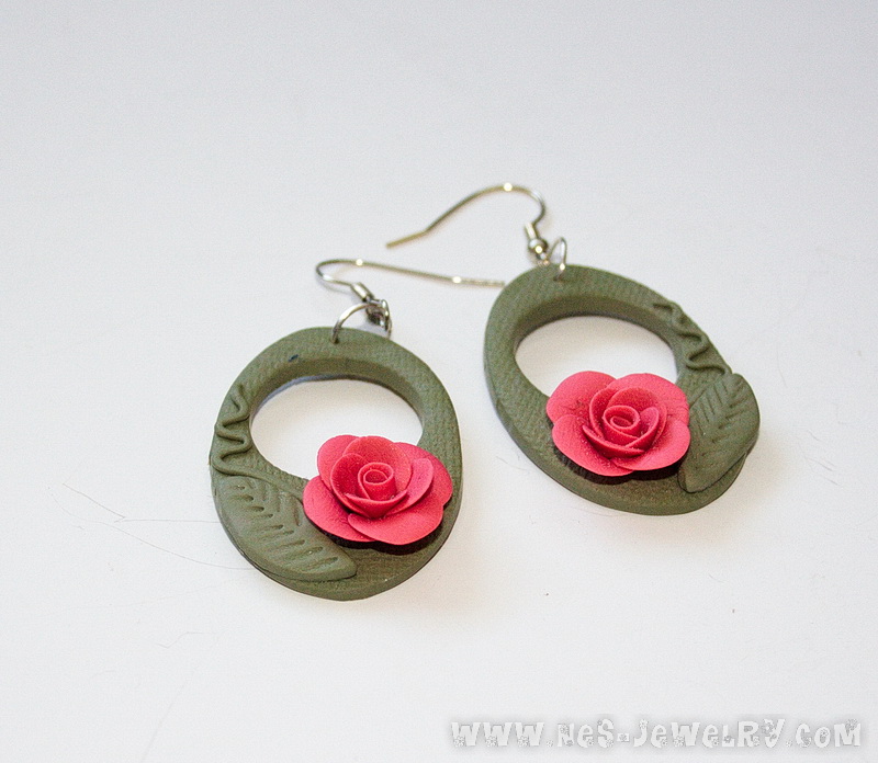 coral roses earrings for Sage green scarf 02