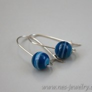 Blue striped agate earrings
