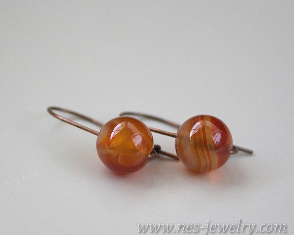 Red striped agate earrings