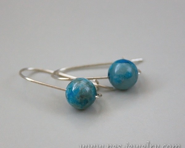 Blue spotty agate earrings