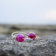 Pink striped agate earrings