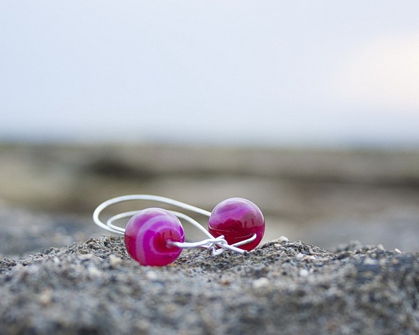 Pink striped agate earrings