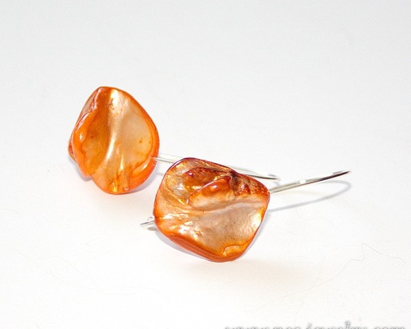 Orange mother of pearl earrings