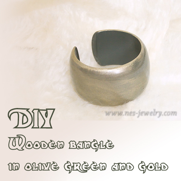 Wooden bracelet DIY olive and gold 00
