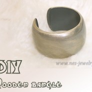 DIY Wooden bangle in olive green and gold