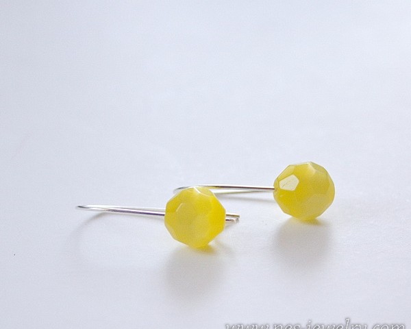 Yellow faceted cateye earrings