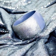 DIY Wooden bangle in heritage blue with silver sparkles