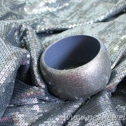 Wooden bangle in heritage blue with silver sparkles