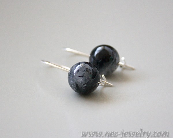 Black and white rutilated quartz earrings