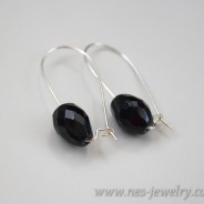 Black faceted glass beads earrings