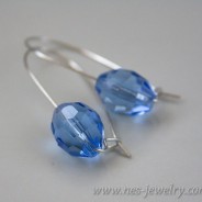 Blue faceted glass beads earrings
