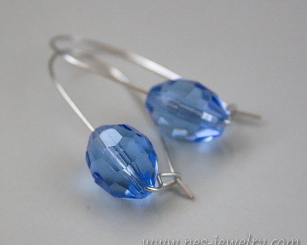 Blue faceted glass beads earrings