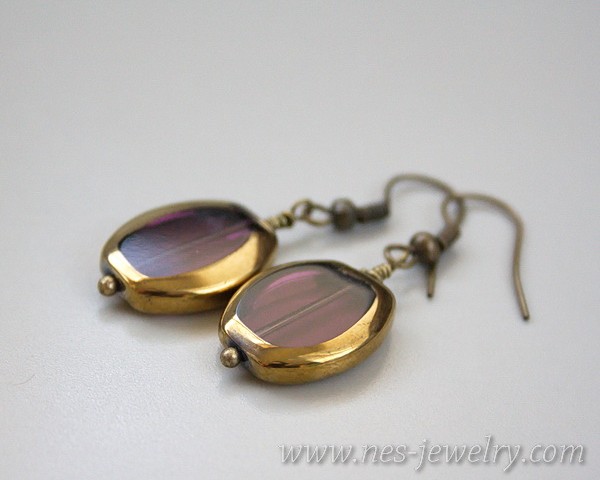 Brown glass beads earrings