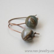 Jasper picasso beads earrings