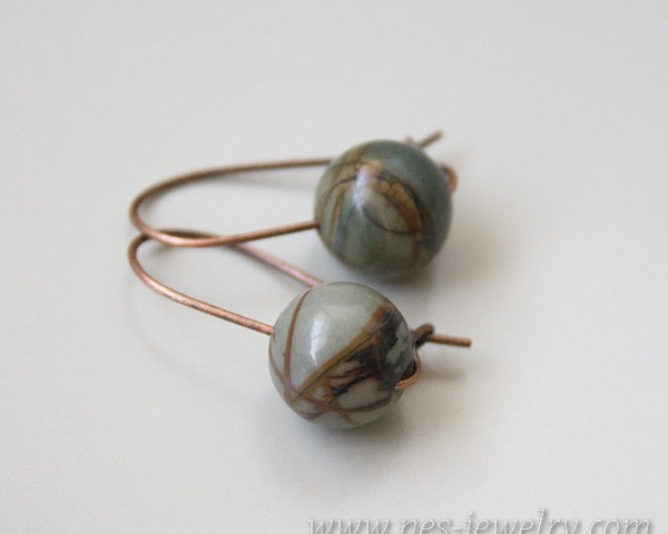 Jasper picasso beads earrings