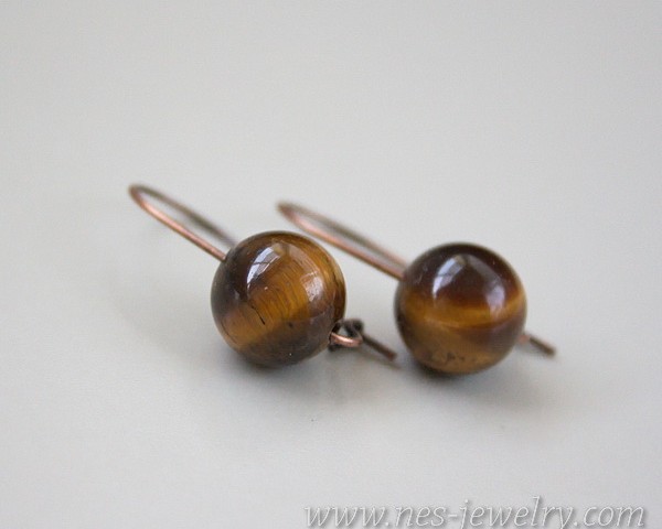 Tiger eye beads earrings