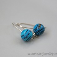 Blue and brown Turkish turquoise beads earrings