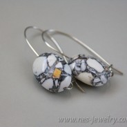 Grey marble beads earrings