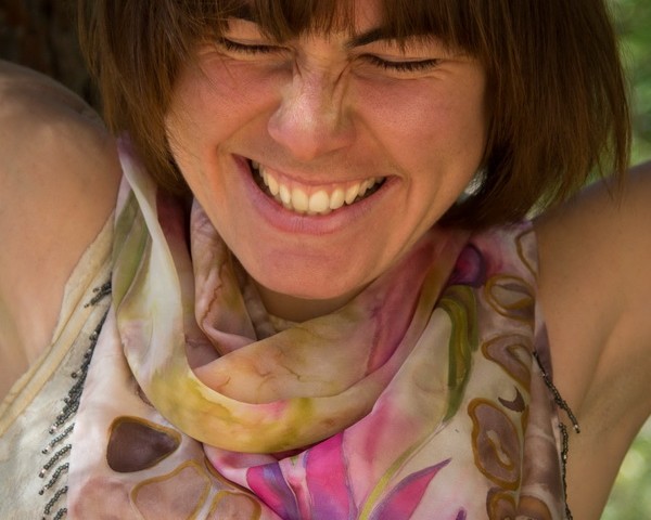 Handpainted silk scarf with floral watercolor design