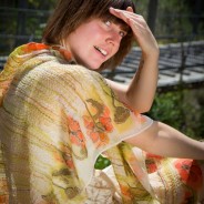 Handpainted silk scarf with Wild poppies design