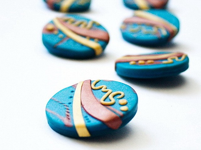 One of a kind polymer clay filigree buttons