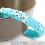 Neon blue polymer clay bangle