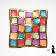 Original square cocktail ring with pearl enamel