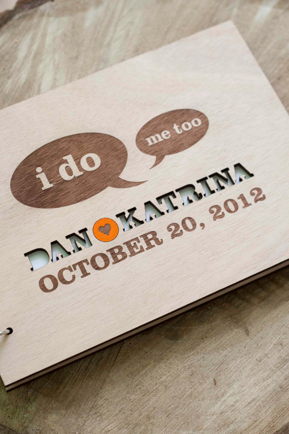 Custom Wedding guest book wood rustic wedding guest book album bridal shower engagement anniversary - Today they say " I DO"