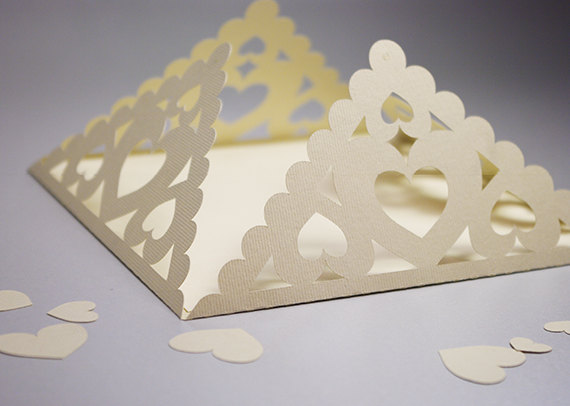 Decorative Envelope with Hearts, Paper Lace for Wedding