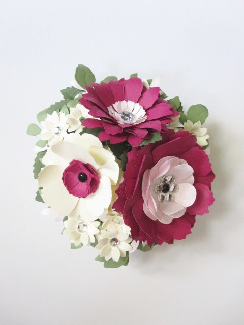 Pink and Ivory Custom Paper Flower Cake Topper