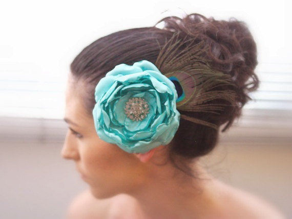 Peacock Bridal Hair Accessory, Wedding Fascinator