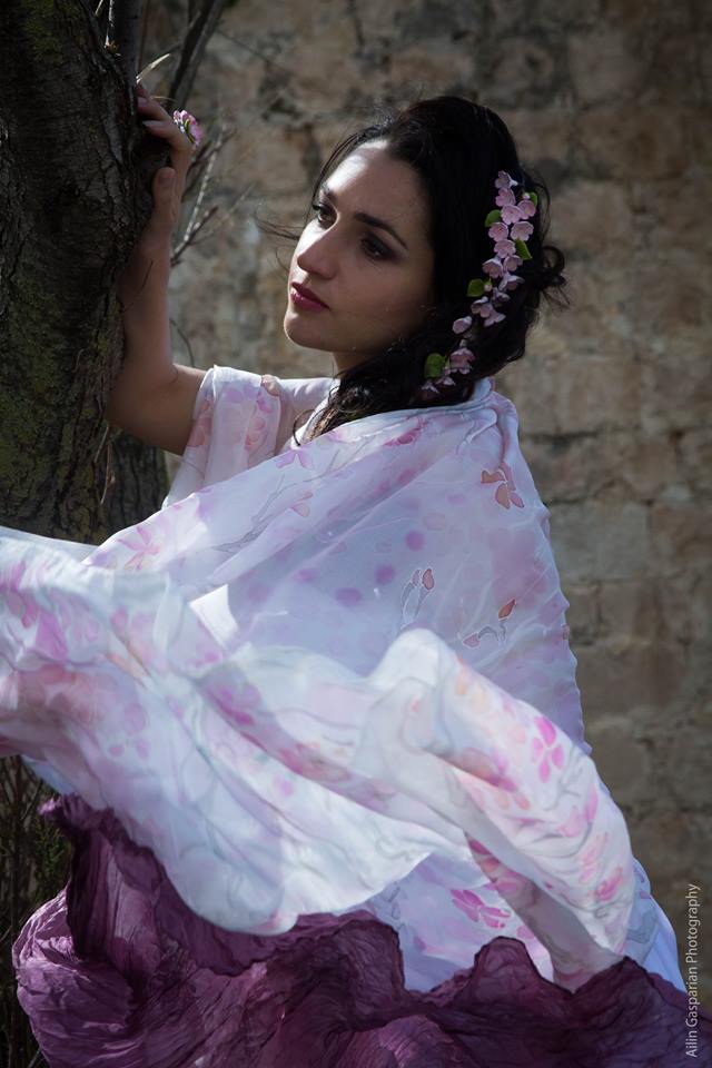 Hand painted silk Flower Women 5